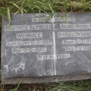 WERNDLE Alois Rudolf Karel 1871-1954 & Beatrice Alfreda KEEVY 1887-1954