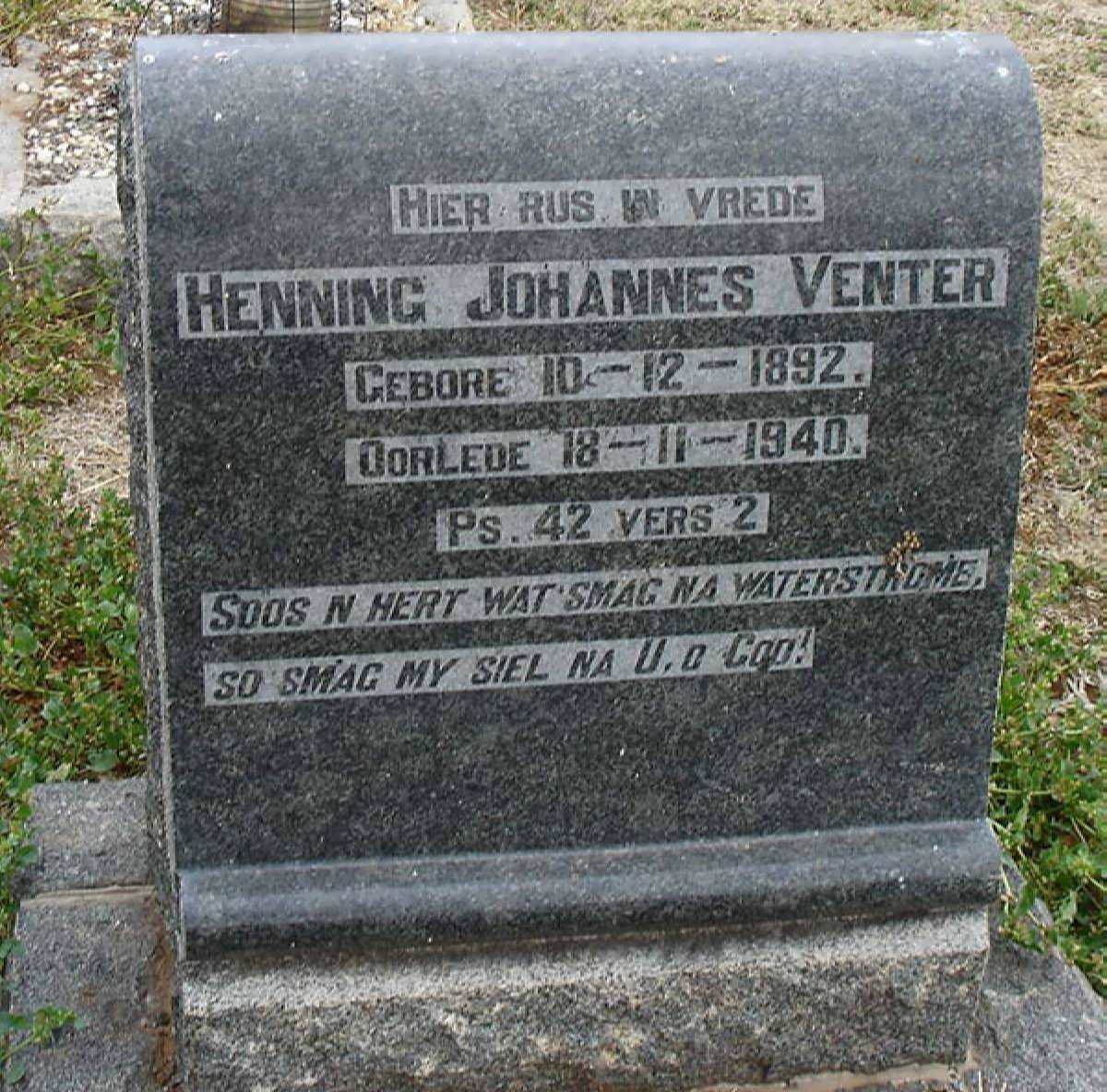 VENTER Henning Johannes 1892-1940