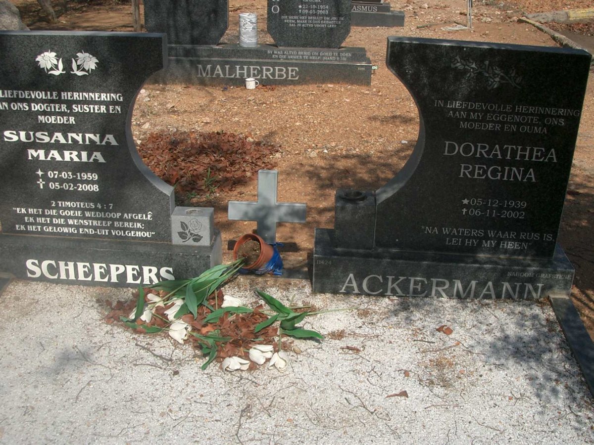 ACKERMANN Dorathea Regina 1939-2002 :: SCHEEPERS Susanna Maria 1959-2008