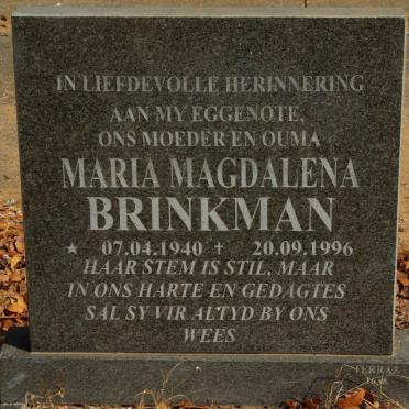 BRINKMAN Maria Magdalena 1940-1996
