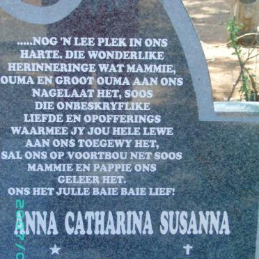 ERASMUS Anna Catharina Susanna 1930-2009