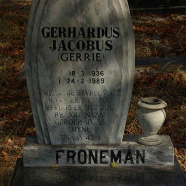 FRONEMAN Gerhardus Jacobus 1936-1989