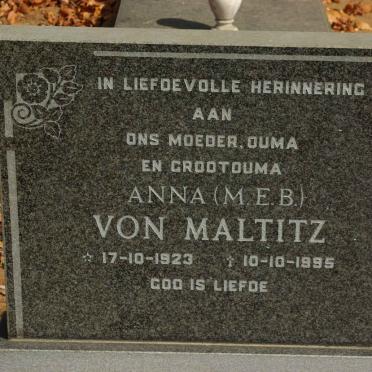 MALTITZ Anna M.E.B., von 1923-1995