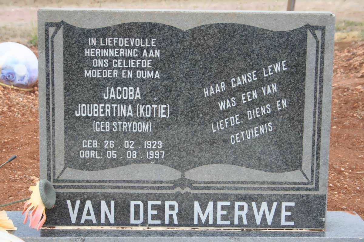 MERWE Jacoba Joubertina, van der nee STRYDOM 1923-1997