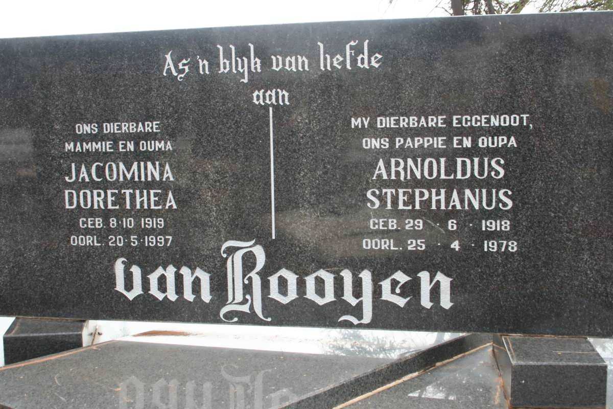 ROOYEN Arnoldus Stephanus, van 1918-1978 & Jacomina Dorethea 1919-1997