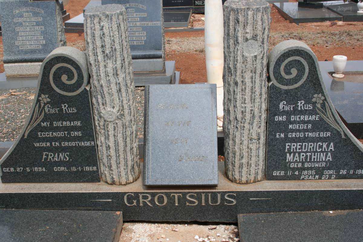 GROTSIUS Frans 1894-1968 & Fredricka Marthina BOUWER 1895-19?