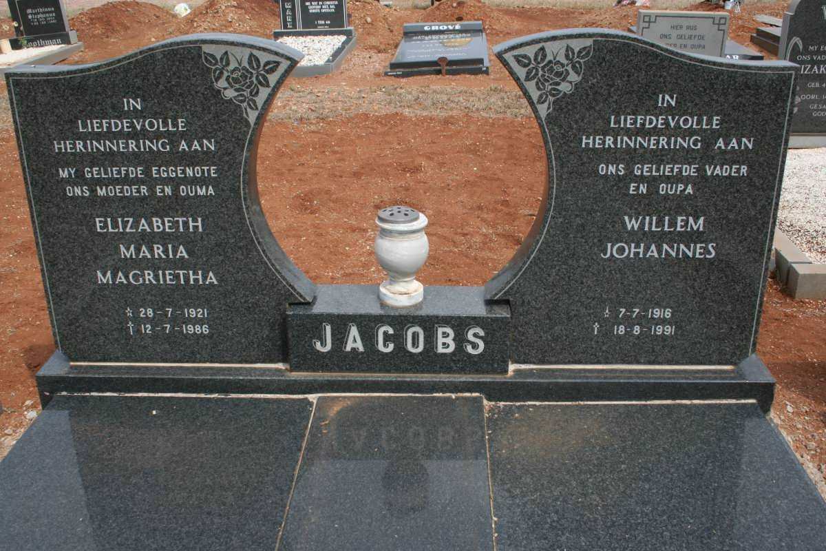 JACOBS Willem Johannes 1918-1991 & Elizabeth Maria Magrietha 1921-1986