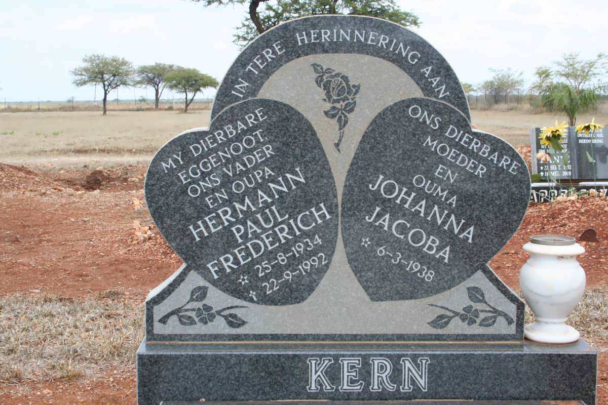 KERN Hermann Paul Frederich 1934-1992 & Johanna Jacoba 1938-