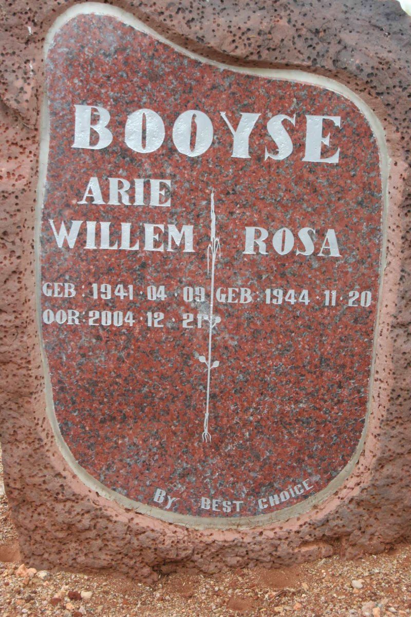 BOOYSE Arie Willem 1941-2004 & Rosa 1944-
