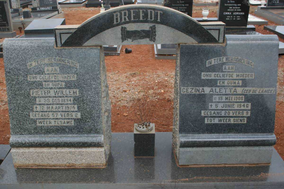 BREEDT Pieter Willem 1894-1974 & Gezina Aletta DE LANGE 1908-1946