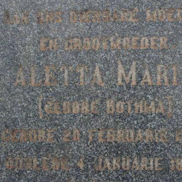 MARX Aletta Maria nee BOTHMA 1884-1964