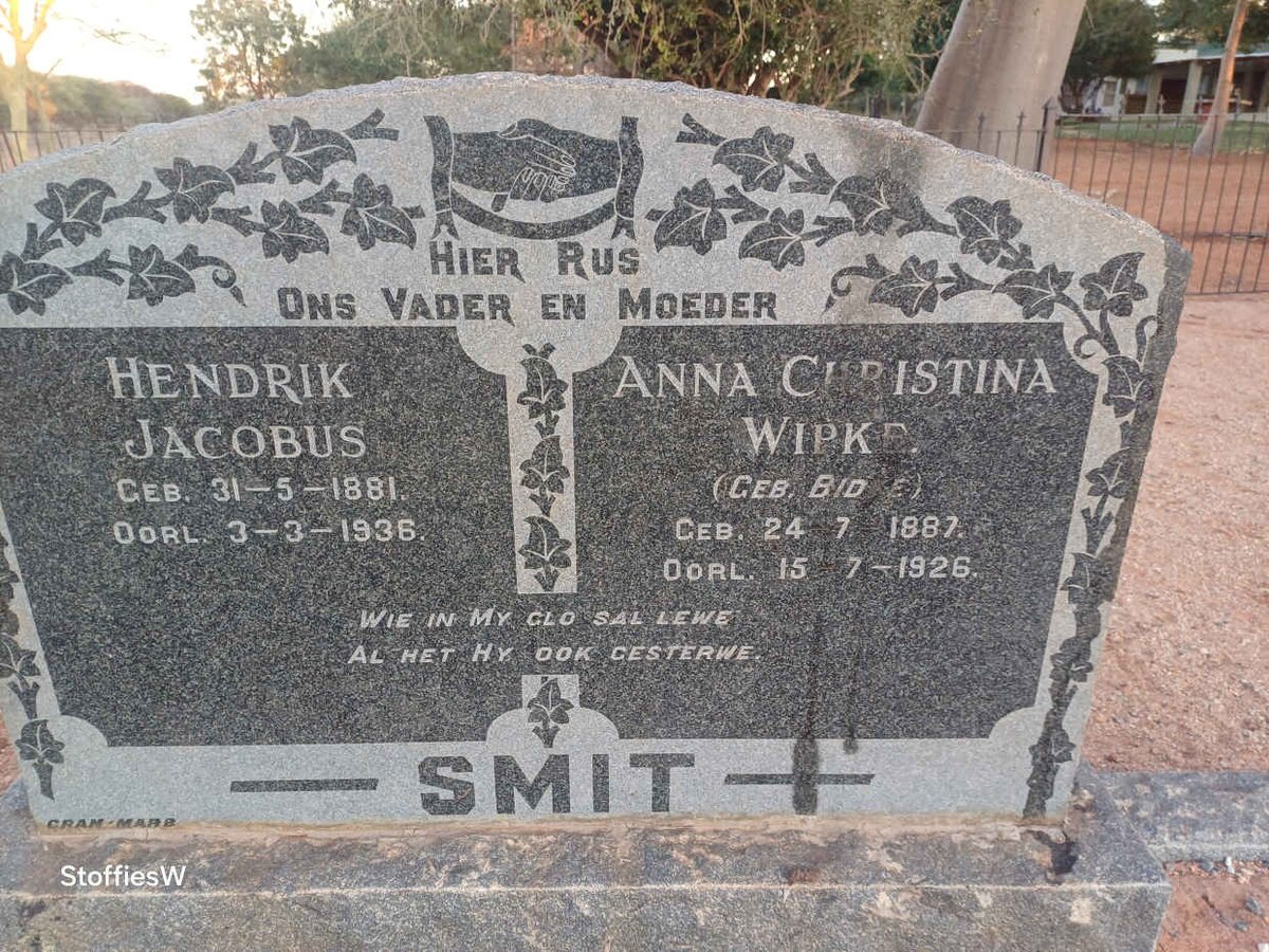 SMIT Hendrik Jacobus 1881-1936 & Anna Christina Wipke BIDKE 1887-1926