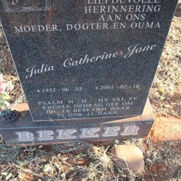 BEKKER Julia Catherine Jane 1952-2001