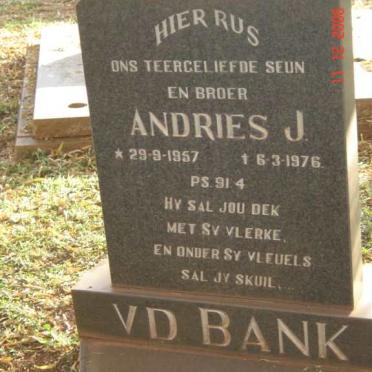 BANK Andries J., van der  1957-1976