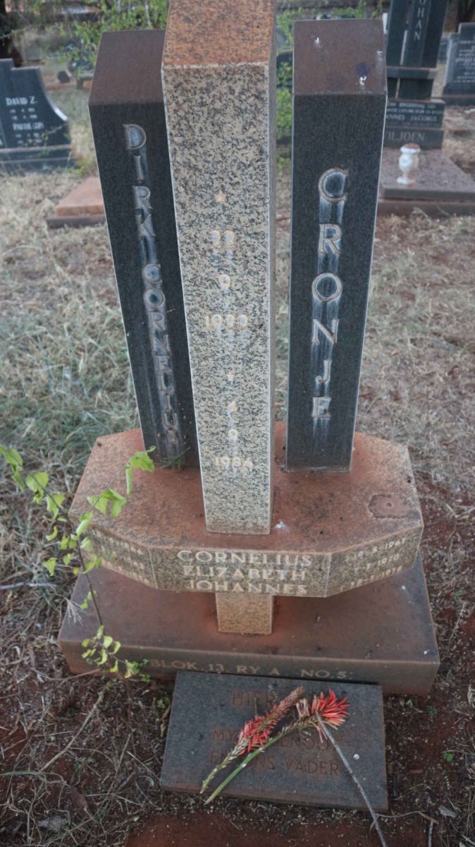 CRONJE Dirk Cornelius 1922-1986 :: CRONJE Cornelius 1966-1967 :: CRONJE Elizabeth 1962-1970 :: CRONJE Johannes 1976-1978