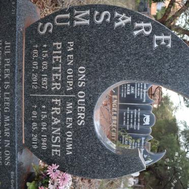 ERASMUS Pieter 1937-2012 &amp; Fransie 1940-2019