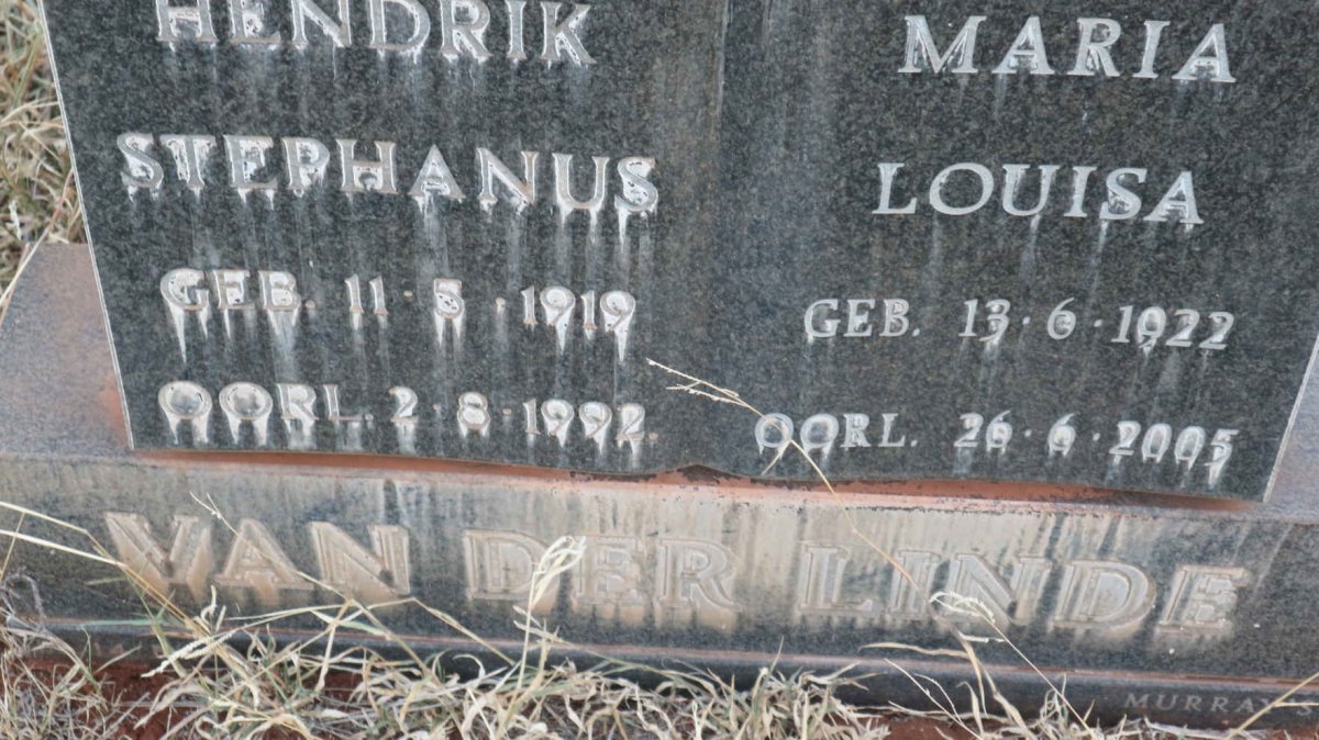 LINDE Hendrik Stephanus, van der 1919-1992 & Maria Louisa 1922-2005