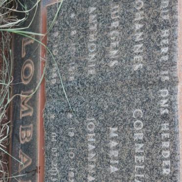LOMBARD Johannes Jurgens Anthonie 1918-1989 &amp; Cornelia Maria Johanna 1923-2013