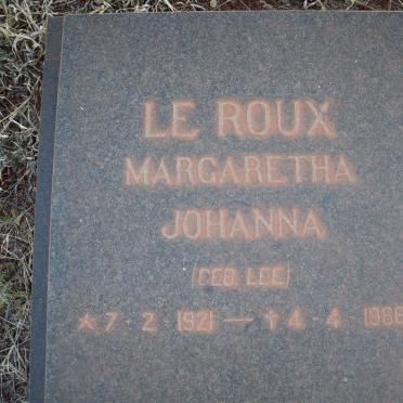 ROUX Margaretha Johanna, le nee LEE 1921-1986