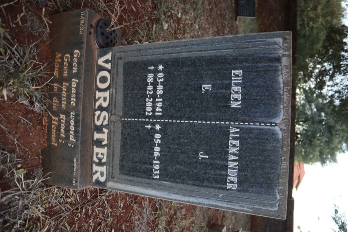 VORSTER Alexander J. 1933- & Eileen E. 1941-2002