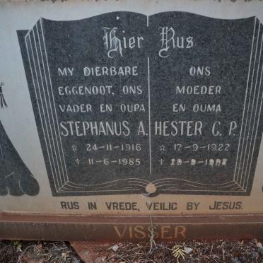 VISSER Stephanus A. 1916-1985 &amp; Hester G.P. 1922-1992