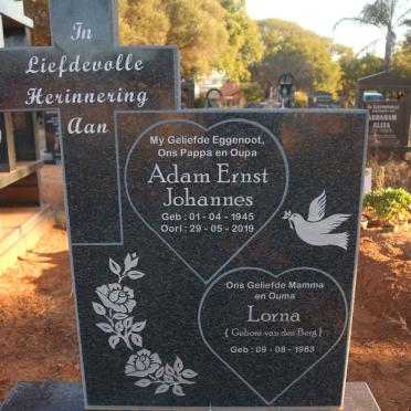 WILKEN Adam Ernst Johannes 1945-2019 &amp; Lorna VAN DEN BERG 1963-