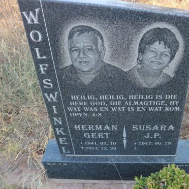 WOLFSWINKEL Herman Gert 1941-2013 &amp; Susara J.P. 1947-