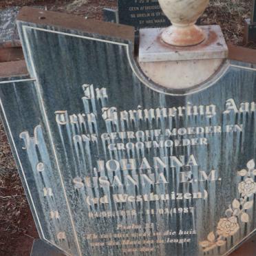 WALKER Johanna Susanna E.M. nee V.D. WESTHUIZEN 1928-1987