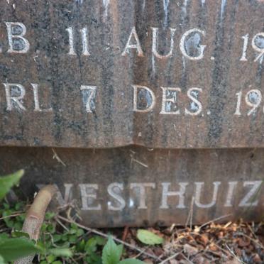 WESTHUIZEN Rachel J.J., van der nee BEHRENS 1905-1986