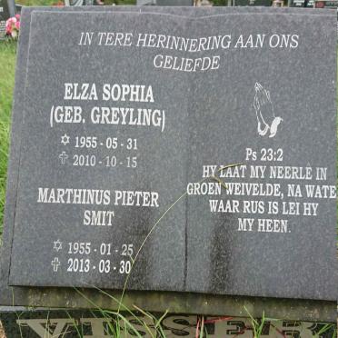 VISSER Marthinus Pieter Smit 1955-2013 &amp; Elza Sophia GREYLING 1955-2010