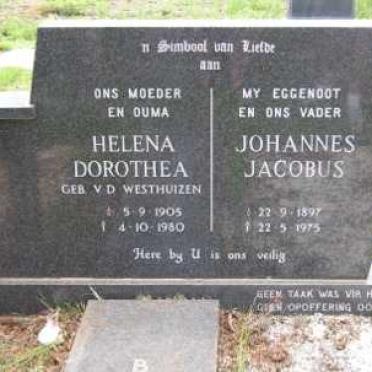 BOSHOFF Johannes Jacobus 1897-1975  &amp; Helena Dorothea VAN DER WESTHUIZEN  1905-1980