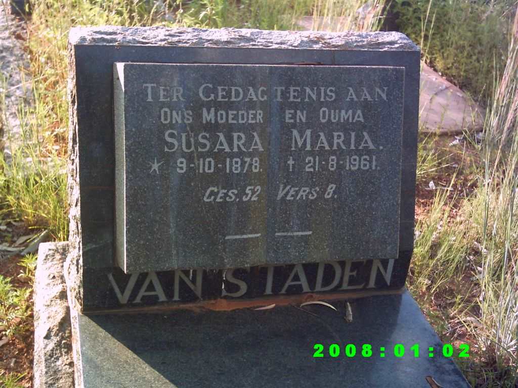 STADEN Susara Maria, van 1878-1961