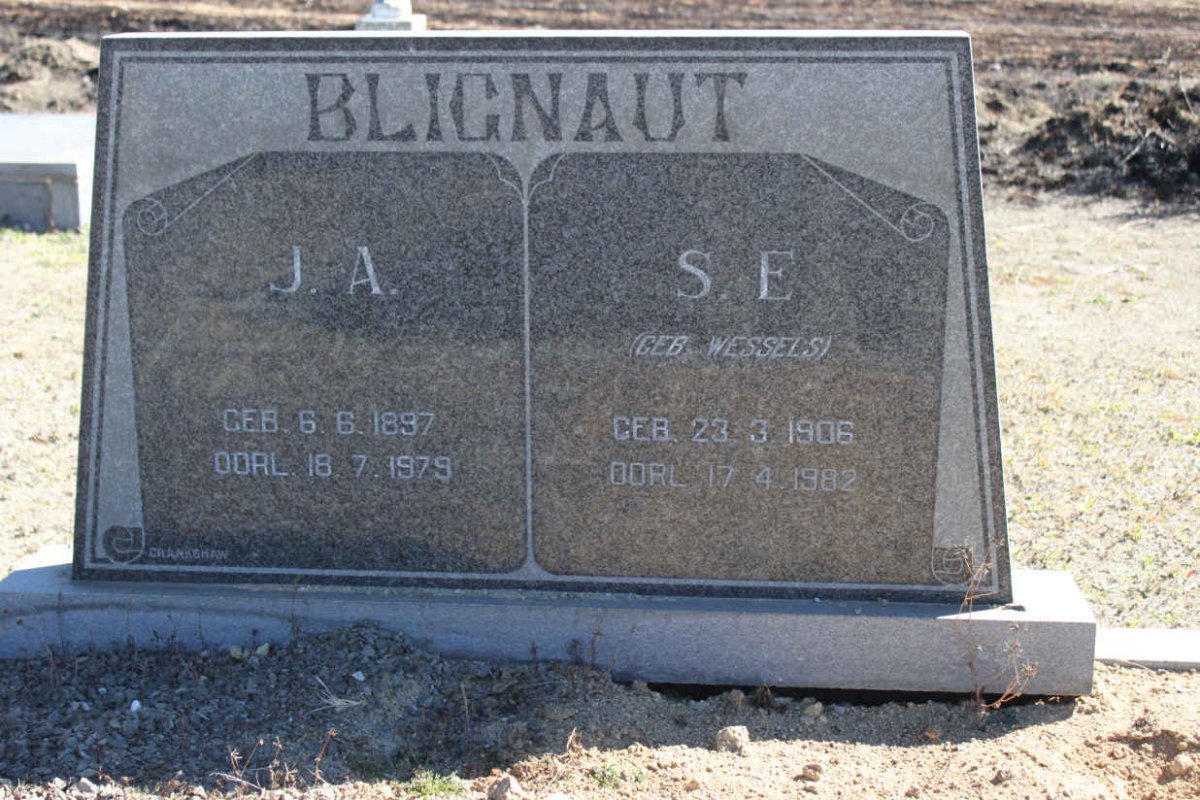 BLIGNAUT J.A. 1897-1979 & S.E. nee WESSELS 1906-1982