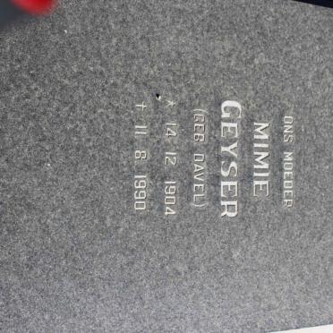 GEYSER Mimie nee DAVEL 1904-1990