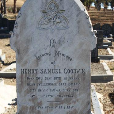 GOODWIN Henry Samuel 1872-1903