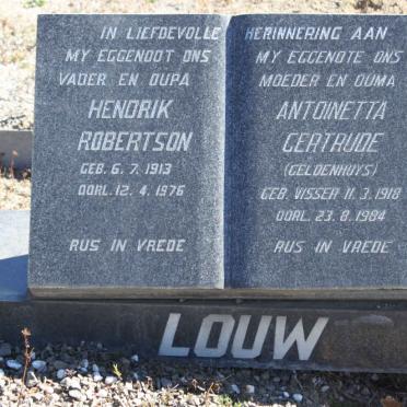 LOUW Hendrik Robertson 1913-1976 &amp; Antoinetta Gertrude GELDENHUYS nee VISSER 1918-1984
