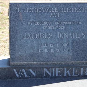 NIEKERK Jacobus Ignatius, van 1886-1975