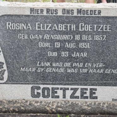 COETZEE Rosina Elizabeth geb VAN RENSBURG 1857-1951