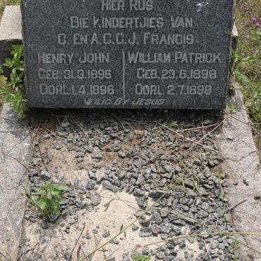 FRANCIS Henry John 1896-1896 :: FRANCIS William Patrick 1898-1898