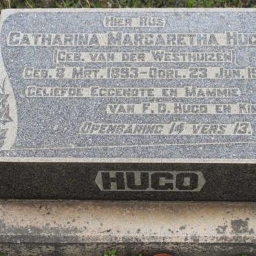 HUGO Catharina Margaretha geb VAN DER WESTHUIZEN 1893-1951