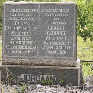 JORDAAN Pieter Willem 1866-1957 &amp; Maria Jacomina BOTHA 1873-1947