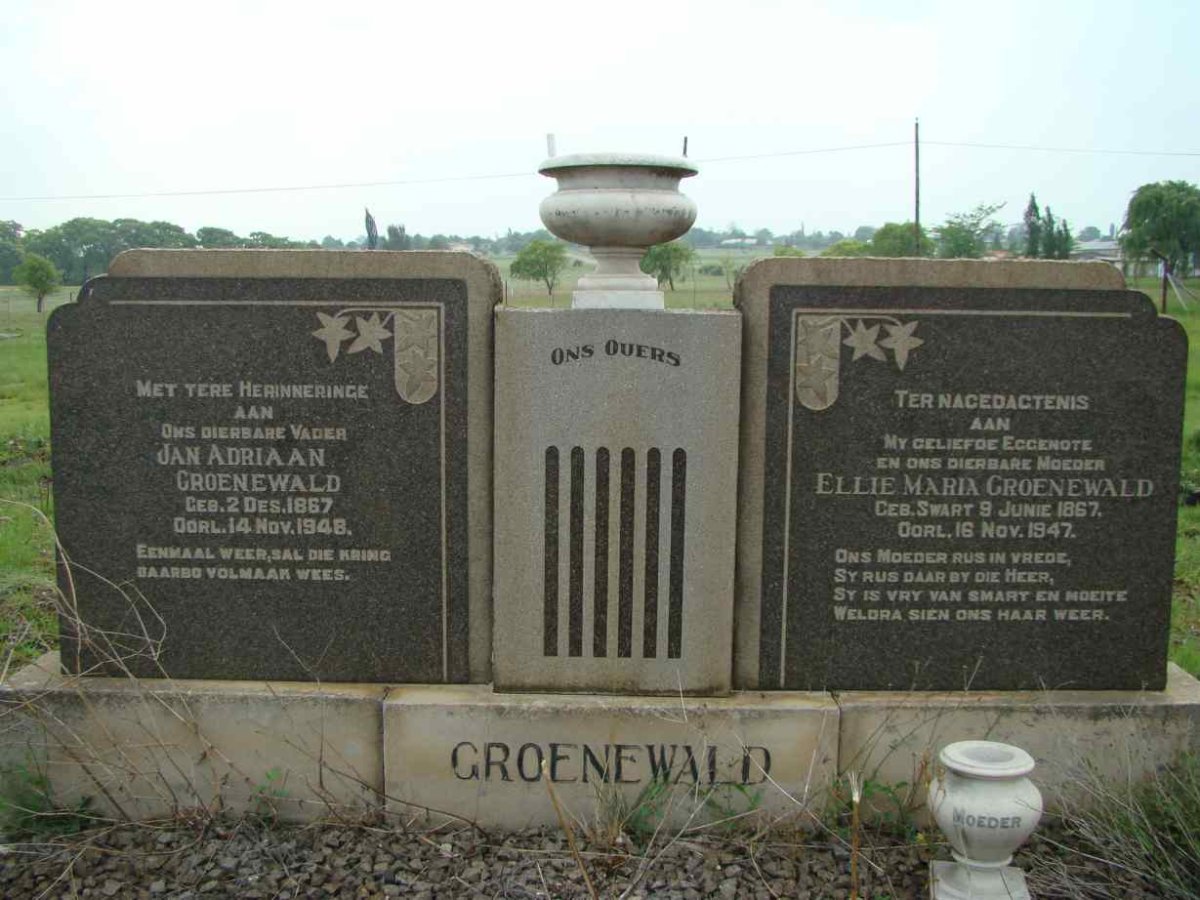 GROENEWALD Jan Adriaan 1867-1948 & Ellie Maria SWART 1867-1947