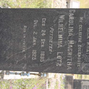 LOTZ Carolina Magritha Wilhelmina nee POTGIETER 1895-1925