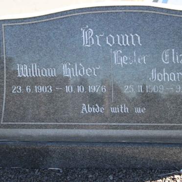 BROWN William Hilder 1903-1976 &amp; Hester Elizabeth Johanna 1909-1996