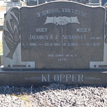KLOPPER Jacobus A.J. 1886-1984 &amp; Susanna E. SMIT 1893-1978