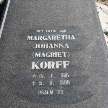 KORFF Margaretha Johanna 1916-1999