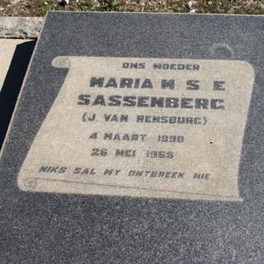 SASSENBERG Maria M.S.E. nee J. VAN RENSBURG  1890-1968