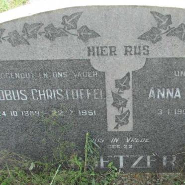 COETZER Jacobus Christoffel 1889-1951 &amp; Anna Magritha 1903-1982