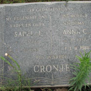 CRONJE Sarel J. 1921-1985 &amp; Anna C. 1932-1988