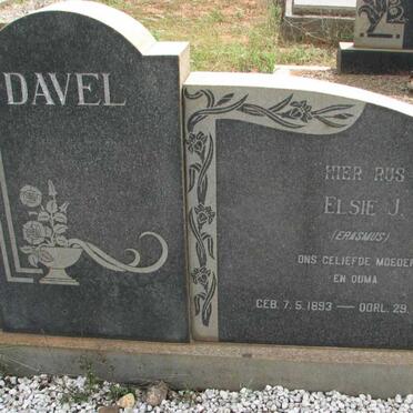 DAVEL Elsie J. nee ERASMUS 1893-1979